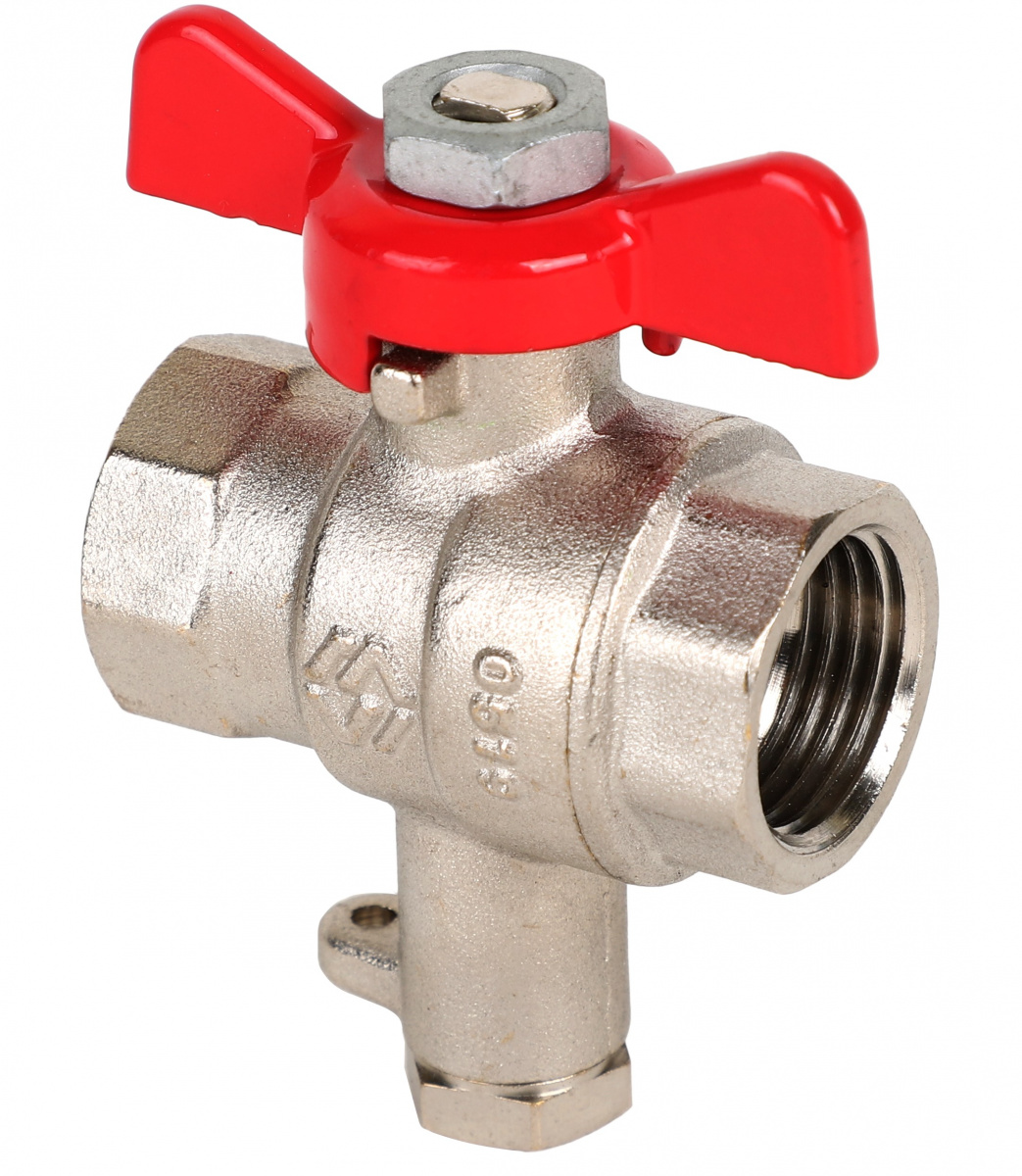 Кран шаровой латунный вн-вн резьба для подключения термодатчика, ручка-бабочка, никель MVI Premium