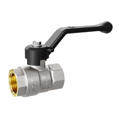 Кран шаровой латунный вн-вн резьба полнопроходной, ручка-рычаг чёрный, никель LD Pride