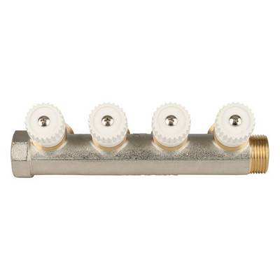 Коллектор Stout 3/4"х3/4" ЕК с запорными вентилями, Никель