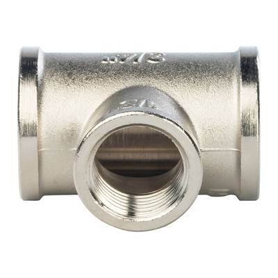 Тройник латунный переходной внутренняя резьба никелированный Stout