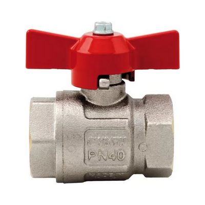 Кран шаровой латунный вн-вн резьба, ручка-бабочка, никель Itap Ideal