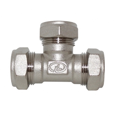 Тройник для гофрированной трубы переходной 20х15х20 никелированный Lavita 3TR 20-15-20