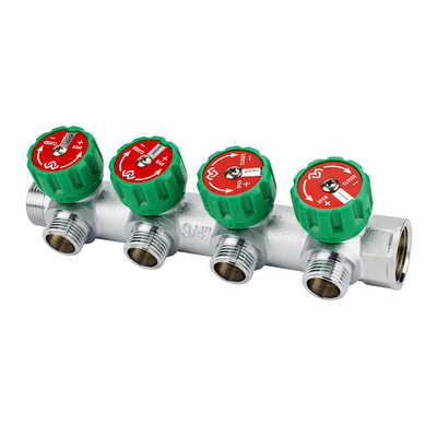 Коллектор Varmega 3/4"х3/4" ЕК с регулирующими вентилями, Никель