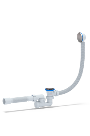 Сифон для ванны ПОЛУАВТОМАТ 11/2"х40/50 клик-клак, плоский с гофротрубой, пластик АНИ пласт EC255