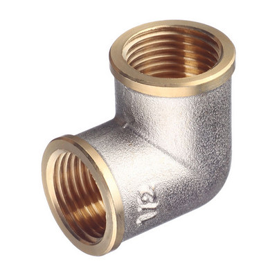 Угол латунный внутренняя/внутренняя резьба никелированный Tim