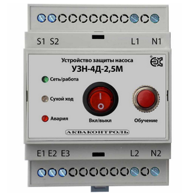 Устройство защиты УЗН-4Д-2,5М-5 2,5 кВт поверхостных насосов на DIN рейку Extra Акваконтроль 6331002435