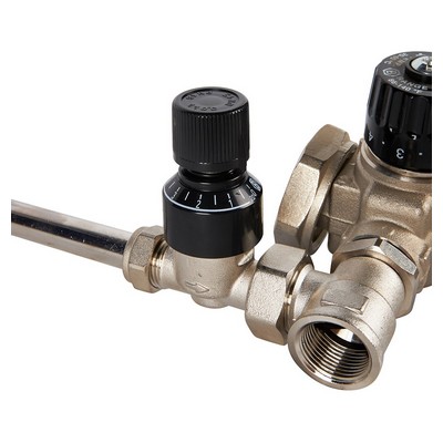 Смесительный узел для тёплого пола 30-60 °С (без насоса, с байпасом) Никель Stout SDG-0120-002000