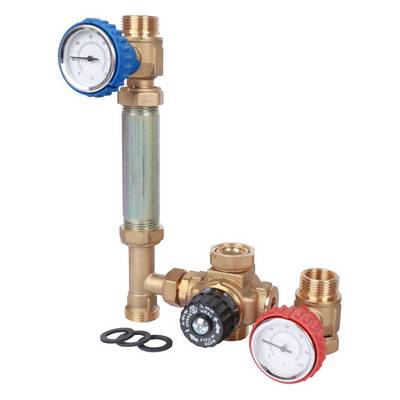 Насосная группа с 4-ходовым термостатическим клапаном Ду20 в теплоизоляции (без насоса) Stout SDG-0002-002001