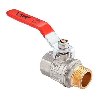 Кран шаровой латунный вн-НАР резьба, ручка-рычаг, никель MVI Premium