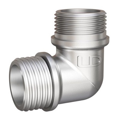 Угол латунный НАРУЖНАЯ/НАРУЖНАЯ резьба НН 1/2" никелированный LD Pride LD.67.527.15