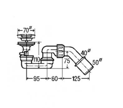 Сифон для душевого поддона D=52 мм 11/2"х40/50 пластик Viega 312138