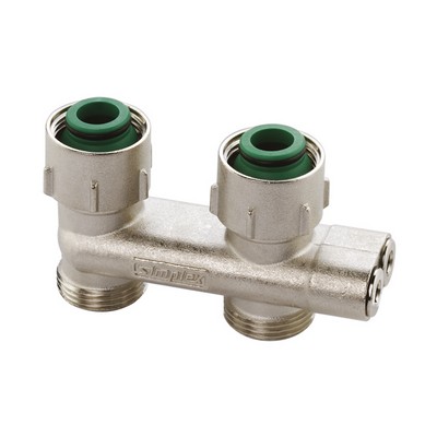 Узел нижнего подключения радиатора перекрестный прямой 3/4"ВРх3/4"НР латунь Simplex тип D2/50, F10078