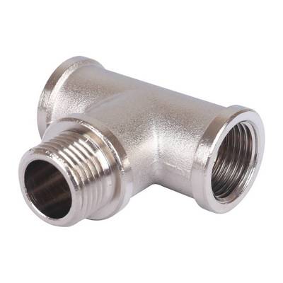 Тройник латунный внутренняя/наружная/внутренняя резьба никелированный Stout