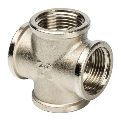 Крестовина латунная внутренняя резьба никелированная Stout