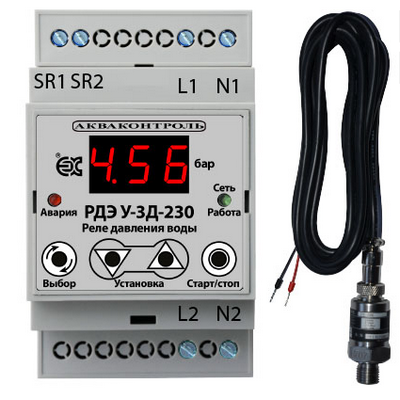 Реле давления электронное РДЭ-У-3Д-230-10-10 1,5 кВт 2% НАР 1/4" на DIN рейку с датчиком давления Extra Акваконтроль 1709122300