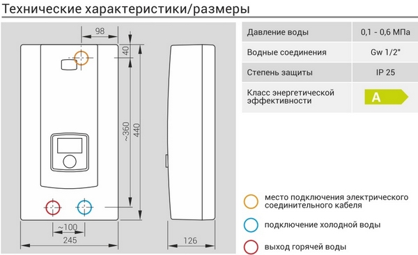 Водонагреватель проточный PPE2 Electronic LCD 9/12/15 кВт, 380 В Kospel (Коспел)