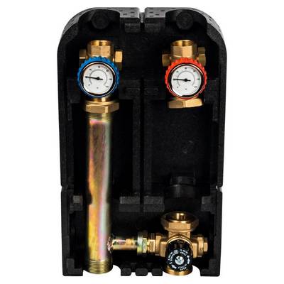 Насосная группа с 4-ходовым термостатическим клапаном Ду25 в теплоизоляции (без насоса) Stout SDG-0002-002501