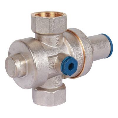 Регулятор давления воды ВВ 3/4" Ру=1-5,5 бар PN25 поршневой с отводом под манометр Никель Stout SVS-1008-000020