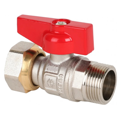 Кран шаровой внутренняя резьба/накидная гайка ВНГ 3/4" прямой бабочка Никель MVI BV.731.05