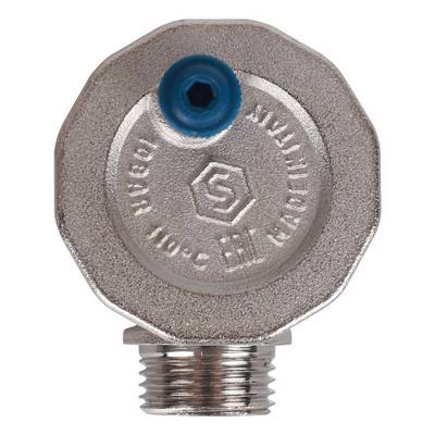 Воздухоотводчик автоматический Stout 1/2" УГЛОВОЙ с вертикальным выпуском Никель SVS-1013-000015