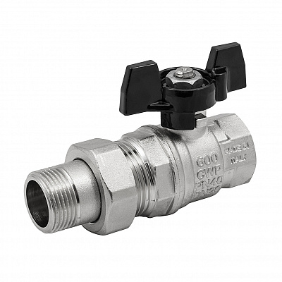 Кран шаровой с американкой 1/2" усиленный бабочка Никель Elsen Strong T EV34.3201