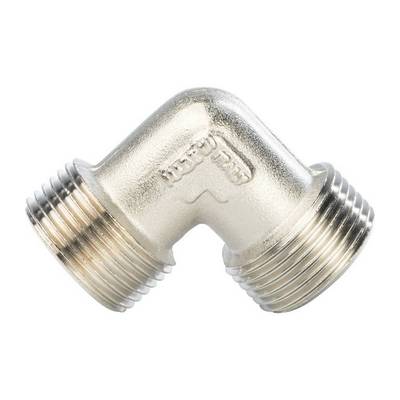 Угол латунный наружная резьба никелированный Stout