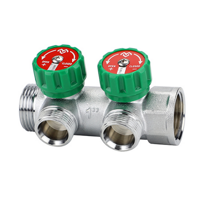 Коллектор Varmega 1"х3/4" ЕК с регулирующими вентилями, Никель