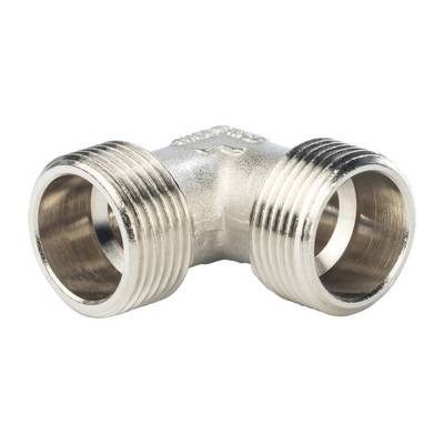 Угол латунный наружная резьба никелированный Stout