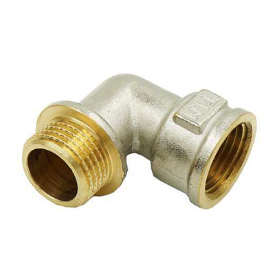 Угол латунный внутренняя/наружная резьба никелированный Tim