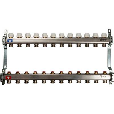 Коллекторная группа для отопления Stout на 12 выходов из нержавеющей стали SMS-0922-000012