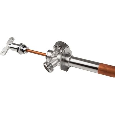 Незамерзающий кран латунный 15х3/4" L=250-450 мм, ключ с антисифоном Arrowhead Euro, 151111