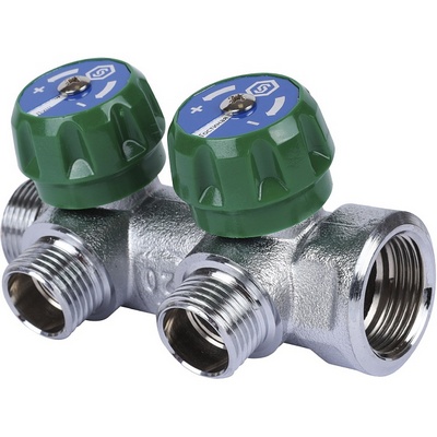 Коллектор Stout 3/4"х1/2" с регулирующими вентилями, Хром