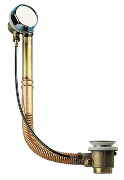 Сифон для ванны ПОЛУАВТОМАТ 11/2"х40 с тросом, без колена L=700 мм  Латунь Remer 96VARR