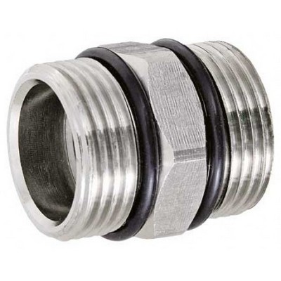 Ниппель латунный НАРУЖНАЯ резьба НН 3/4" с уплотнительным кольцом никелированный Tim M303-33