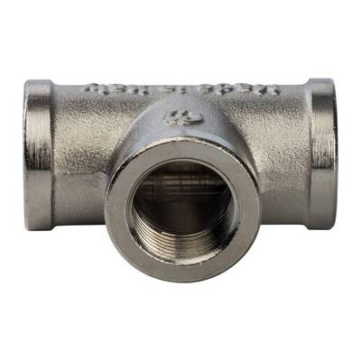 Тройник латунный внутренняя резьба никелированный Stout