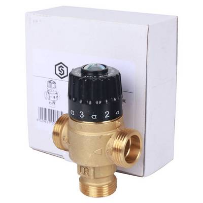 Клапан термостатический 30-65 °С KVs=1,8 м³/час с центральным смешением 3/4" НР Stout SVM-0125-186520