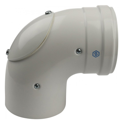 Отвод дымохода коаксиальный конденсационный 90° Ø60/100 мм с ревизией PP-FE п/м Stout SCA-8610-010090