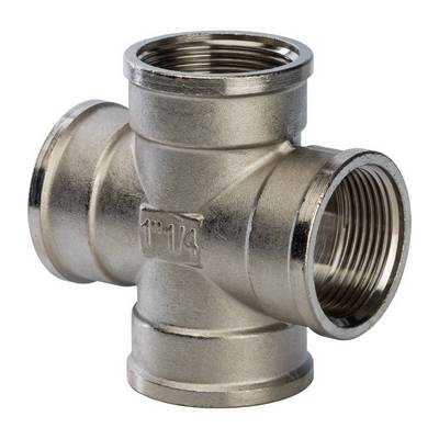 Крестовина латунная внутренняя резьба никелированная Stout