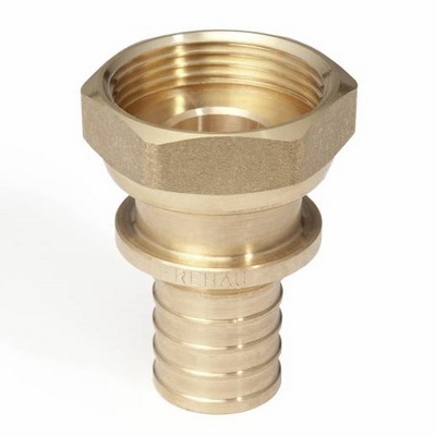 Переходник с накидной гайкой для труб из сшитого полиэтилена Рехау Rautitan RX+Бронза