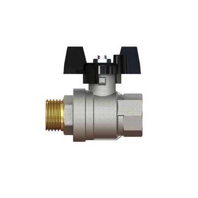 Кран шаровой внутренняя/наружная резьба ВН 1" усиленный бабочка Никель Elsen Strong T EV10.2201