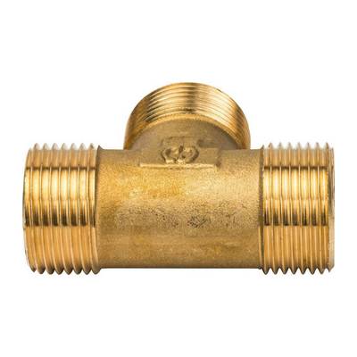 Тройник латунный наружная резьба Stout