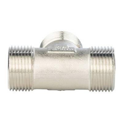 Тройник латунный наружная резьба никелированный Stout