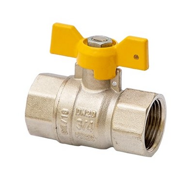 Кран шаровой для газа латунный вн-вн резьба, ручка-бабочка, никель MVI Premium