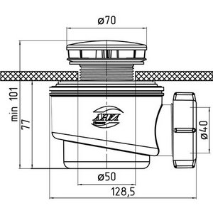 Сифон для душевого поддона D=50 мм 11/2"х40 пластик АНИ пласт E410C