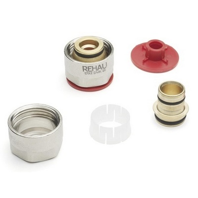 Соединитель коллекторный обжимной Rehau/Рехау Ø17(2.0)х3/4"ЕК евроконус для полимерной PEX трубы 12506073002