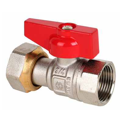 Кран шаровой латунный вн-вн.НГ 1/2", ручка-флажок, никель MVI Premium BV.730.04