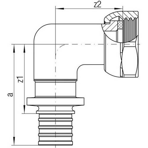 Угол переходной с накидной гайкой для труб из сшитого полиэтилена Рехау Rautitan RX+ Бронза