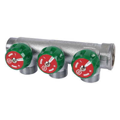 Коллектор Stout 3/4"х3/4" ЕК с регулирующими вентилями, Хром