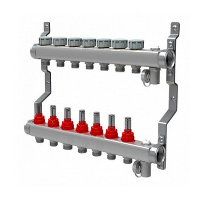 Группа коллекторная для тёплого пола Royal Thermo на 7 выходов с расходометрами RTE 52.107