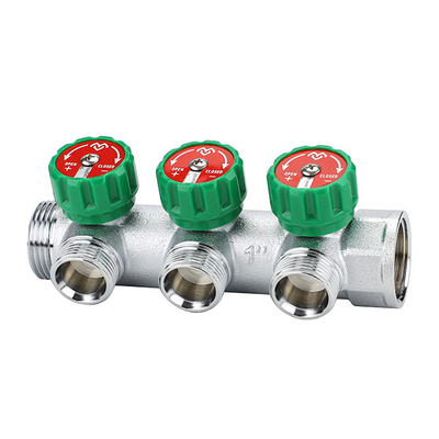 Коллектор Varmega 1"х3/4" ЕК с регулирующими вентилями, Никель